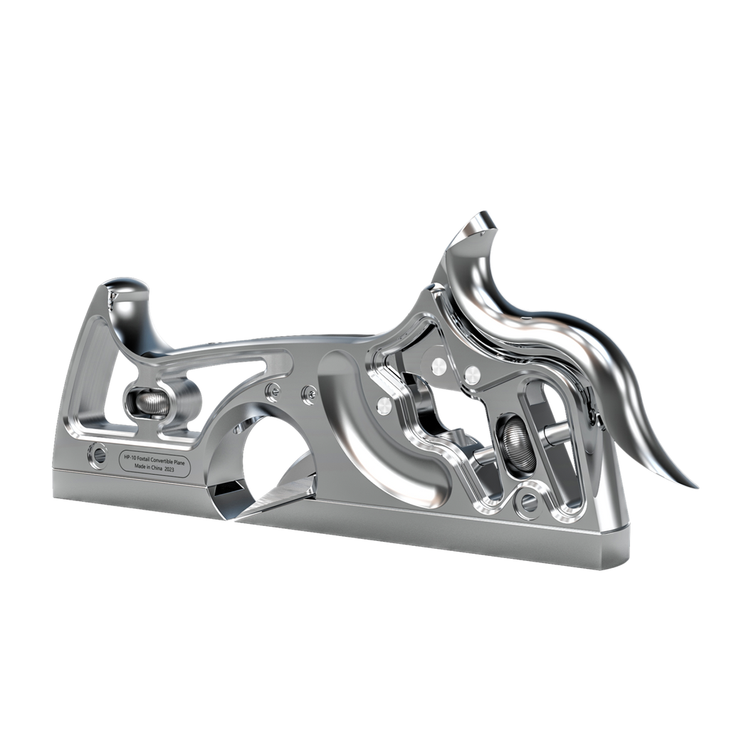 HP-10 Foxtail Convertible Plane, a precision woodworking hand tool with a metallic finish and distinctive foxtail handle design.