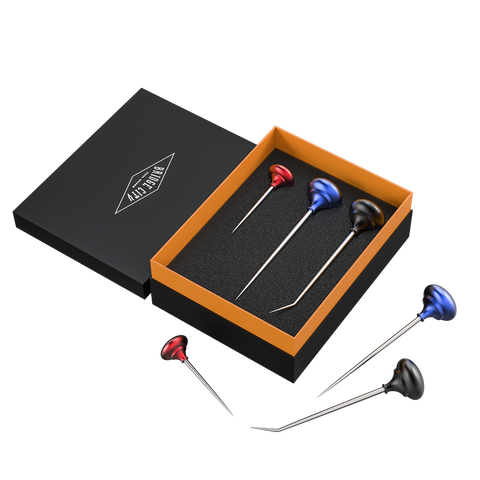 Set of scratch awls in a black and orange box with a brand logo.