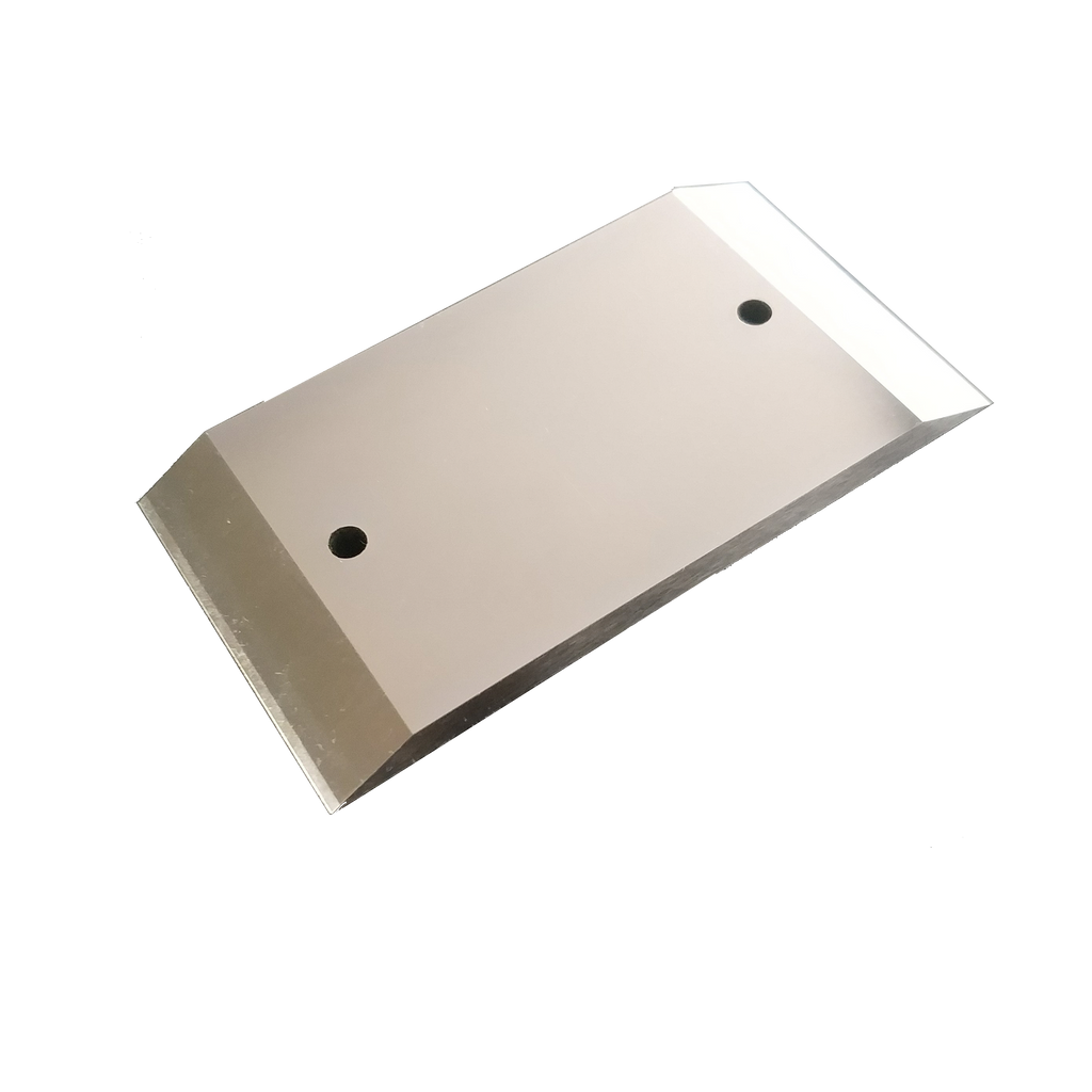 A silver-colored dual edge plane iron designed for the HP-9v2 block plane, showing the beveled edges and mounting holes.