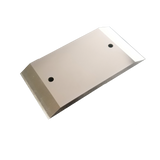 A silver-colored dual edge plane iron designed for the HP-9v2 block plane, showing the beveled edges and mounting holes.
