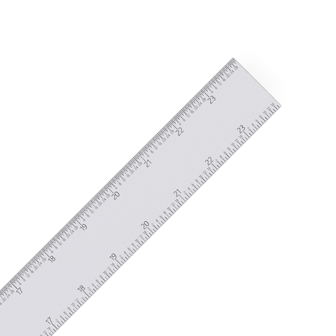 A set of one stainless steel SR series bench rules of different sizes, with laser-etched graduations 