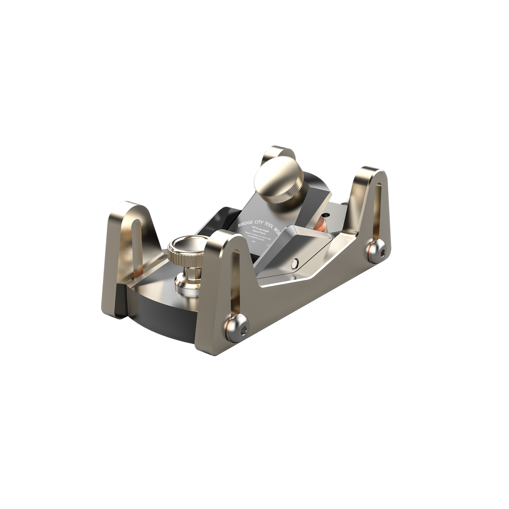 HP-8 Mini Block Plane with a silver-colored body, showing the side profile of the tool with its iron and sole visible.