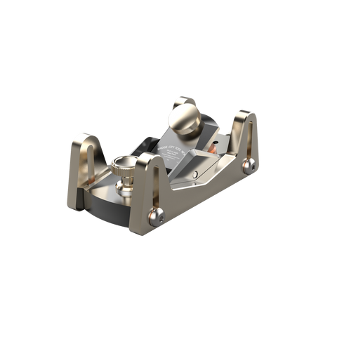 HP-8 Mini Block Plane with a silver-colored body, showing the side profile of the tool with its iron and sole visible.
