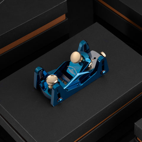 Blue Color HP-8X Celebration Edition Mini Block Plane on the surface of a black box