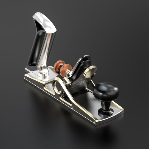 HP-14 Scraper Plane, a hand planing tool with a metal body, black anodized aluminum top, and stainless steel parts.