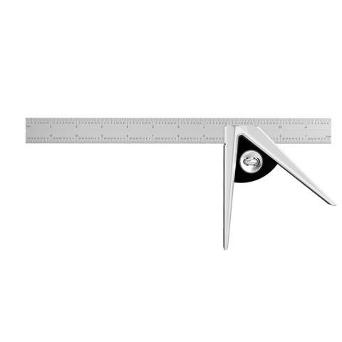 A set of combination squares with stainless steel milled legs and laser-etched graduations. The tools are used for measuring and marking in woodworking and metalworking.