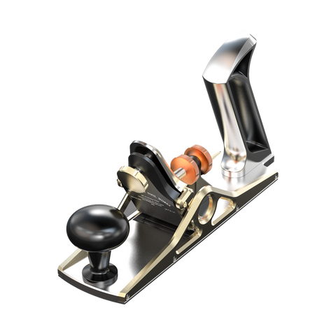 HP-14 Scraper Plane, a hand planing tool with a metal body, black anodized aluminum top, and stainless steel parts.